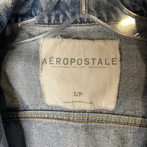 Aeropostale Jean Jacket Womens Small Blue Denim Classic Y2K Trucker Upcycle - Picture 3 of 10